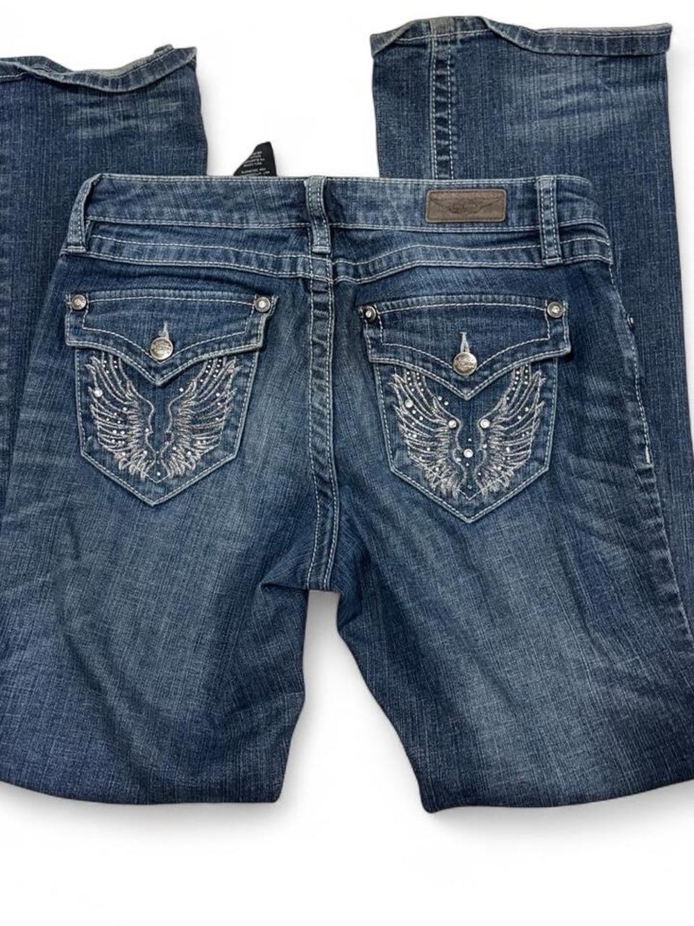 Harley-Davidson Dark Blue Women's Boot Cut Jeans with Embroidered Wing Pockets